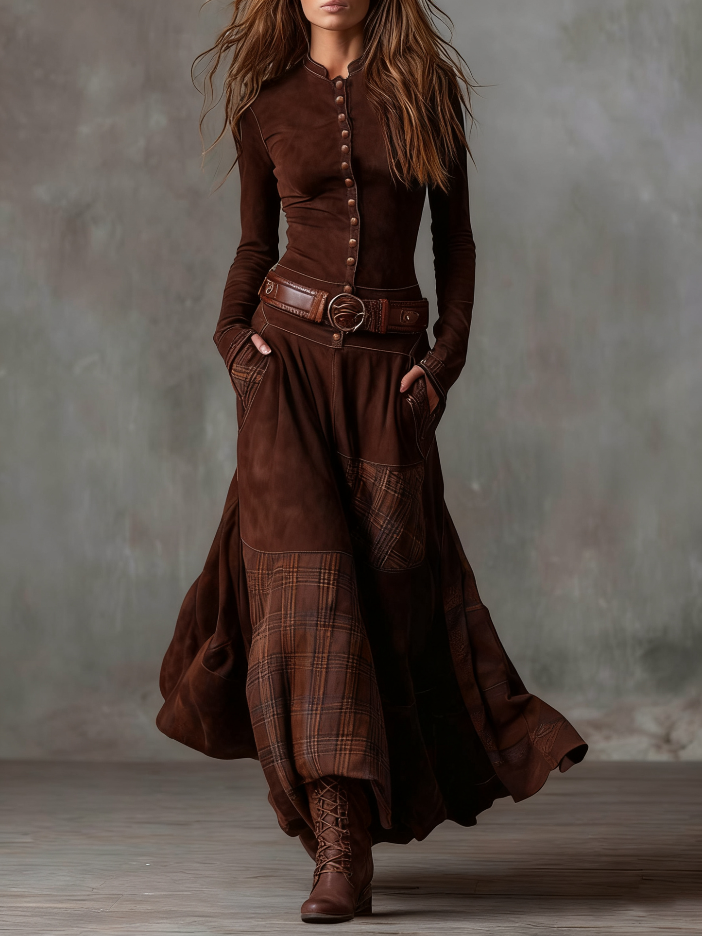 Isabel - Vestido largo de ante