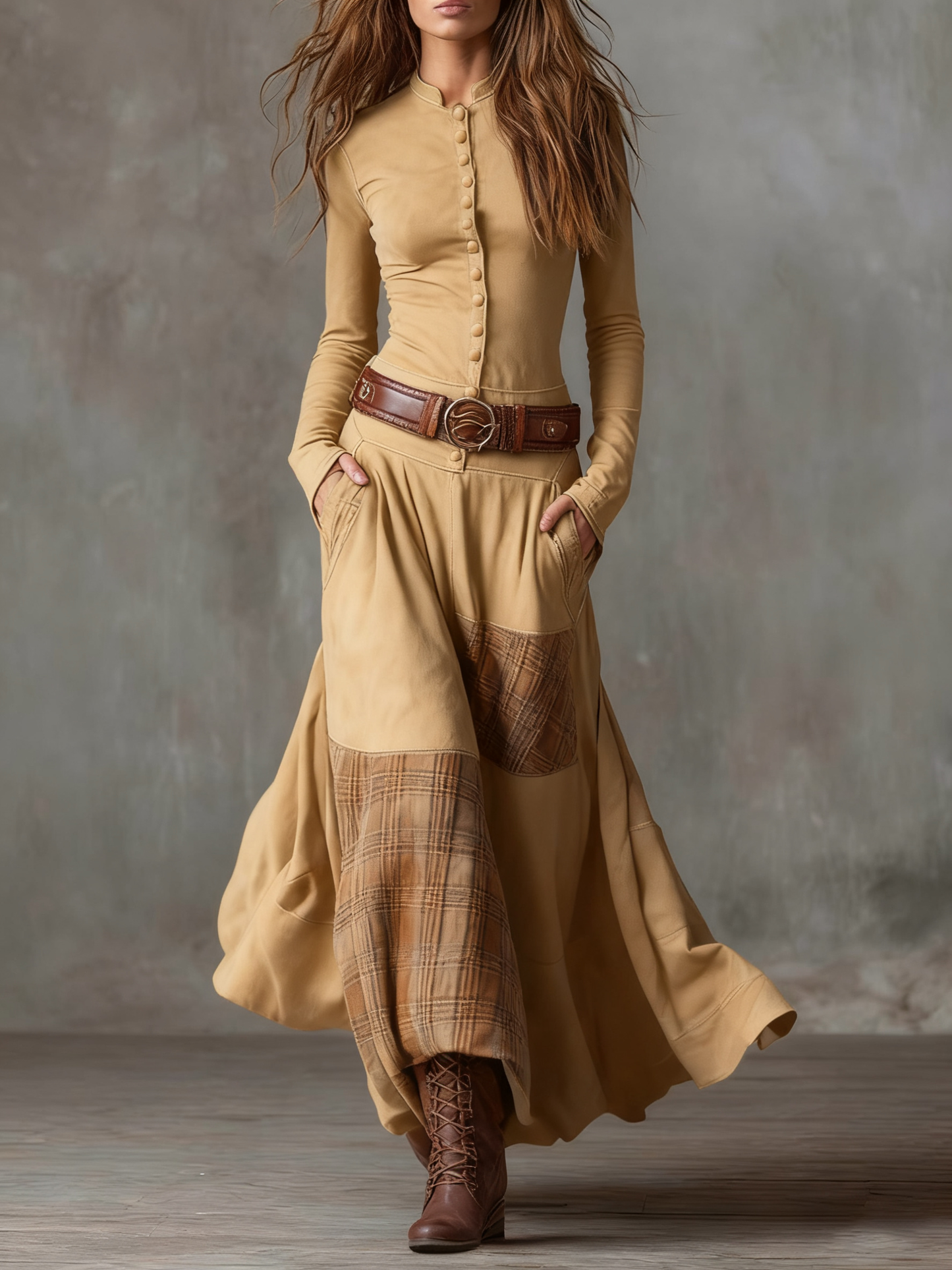 Isabel - Vestido largo de ante
