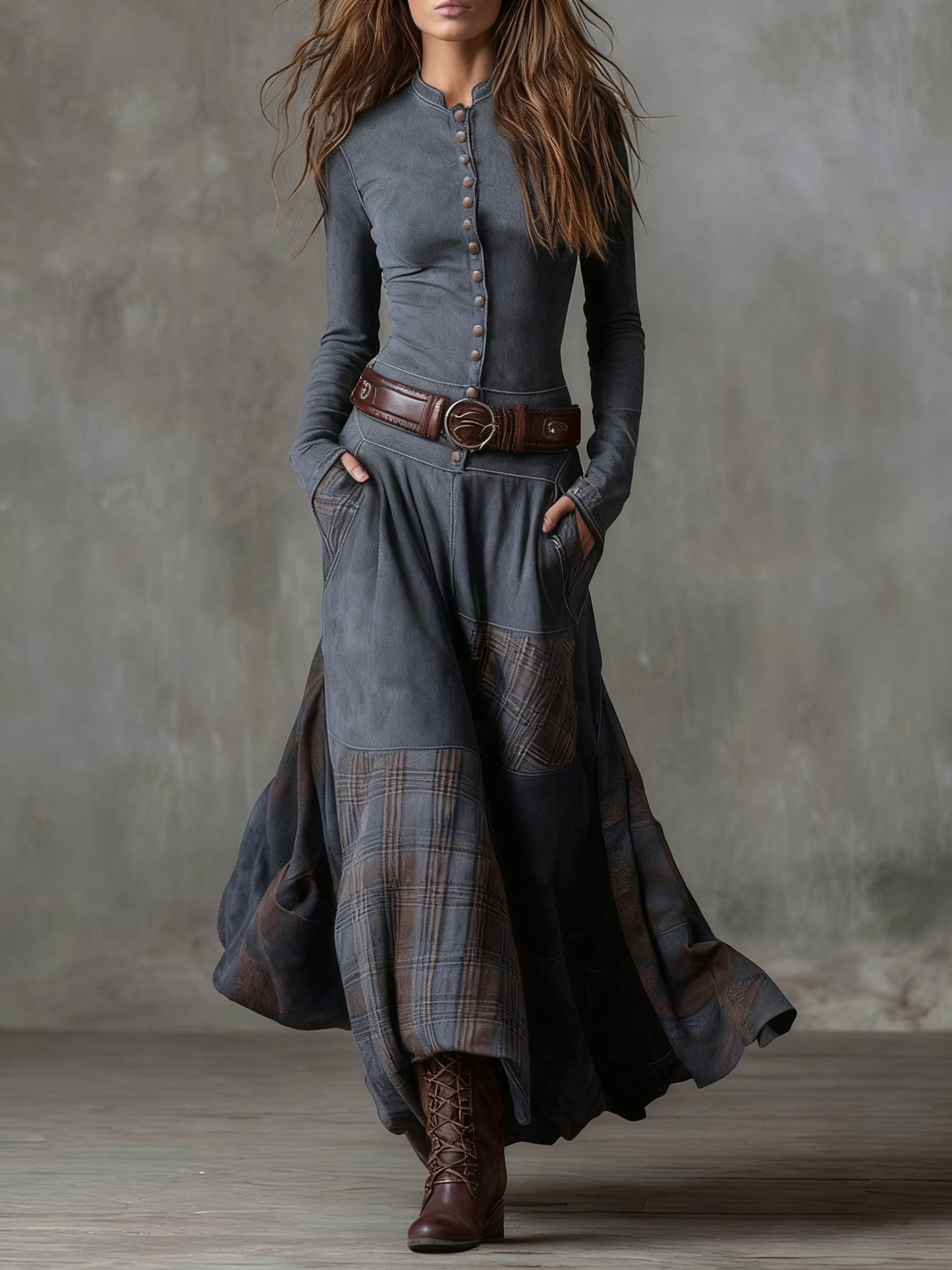 Isabel - Vestido largo de ante