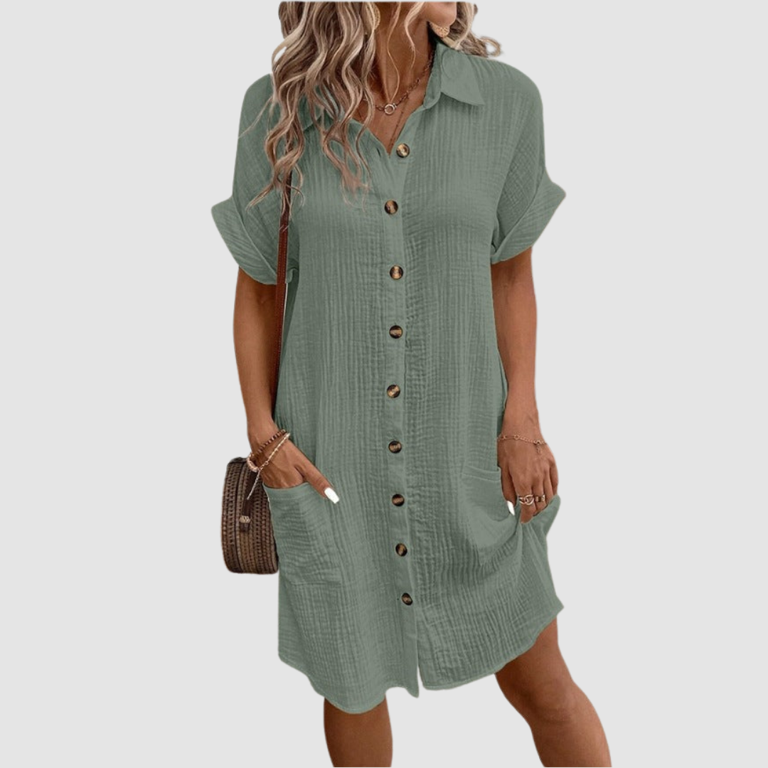 Irene - Vestido de lino mediterráneo