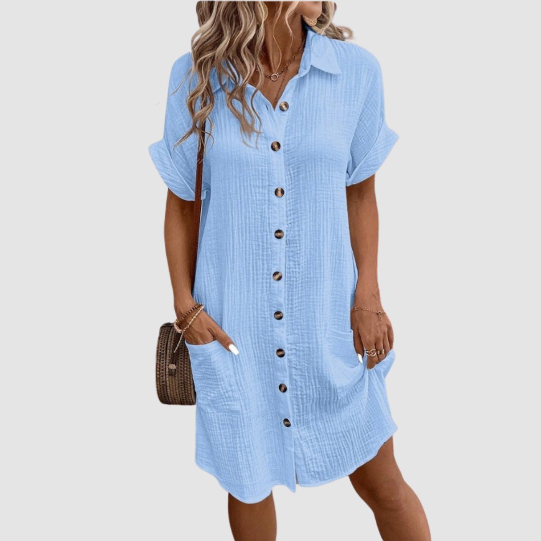 Irene - Vestido de lino mediterráneo
