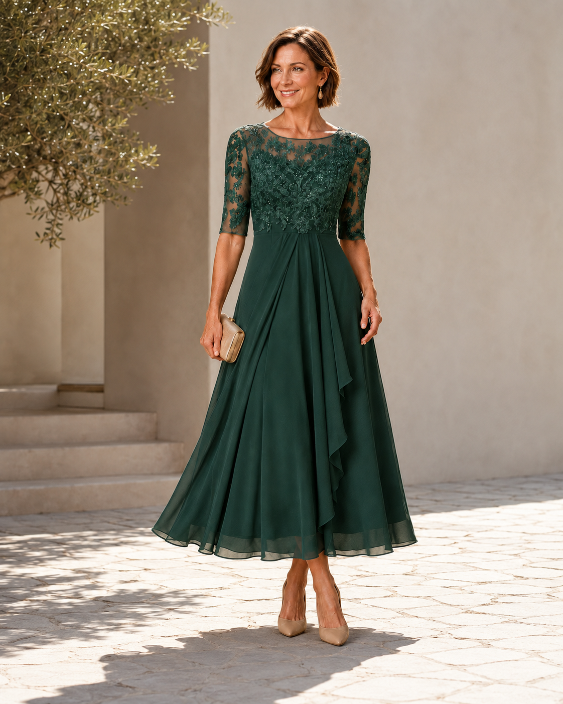 Rose – Vestido midi de encaje favorecedor