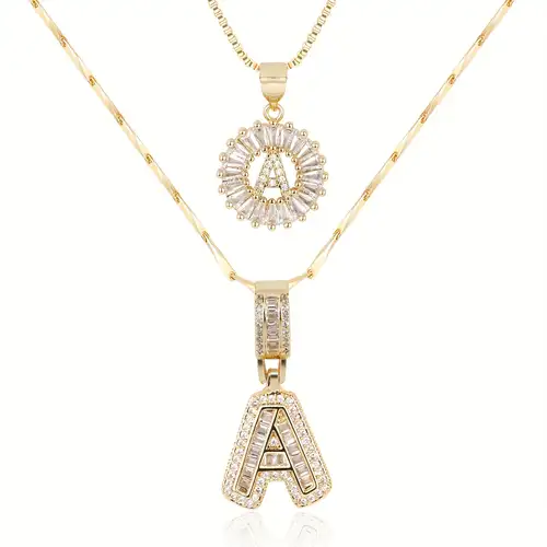 Pavé Letra Inicial Collar Set | Oro