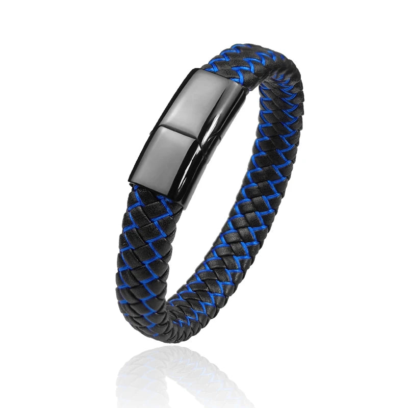 Pulsera trenzada de cuero para hombre
