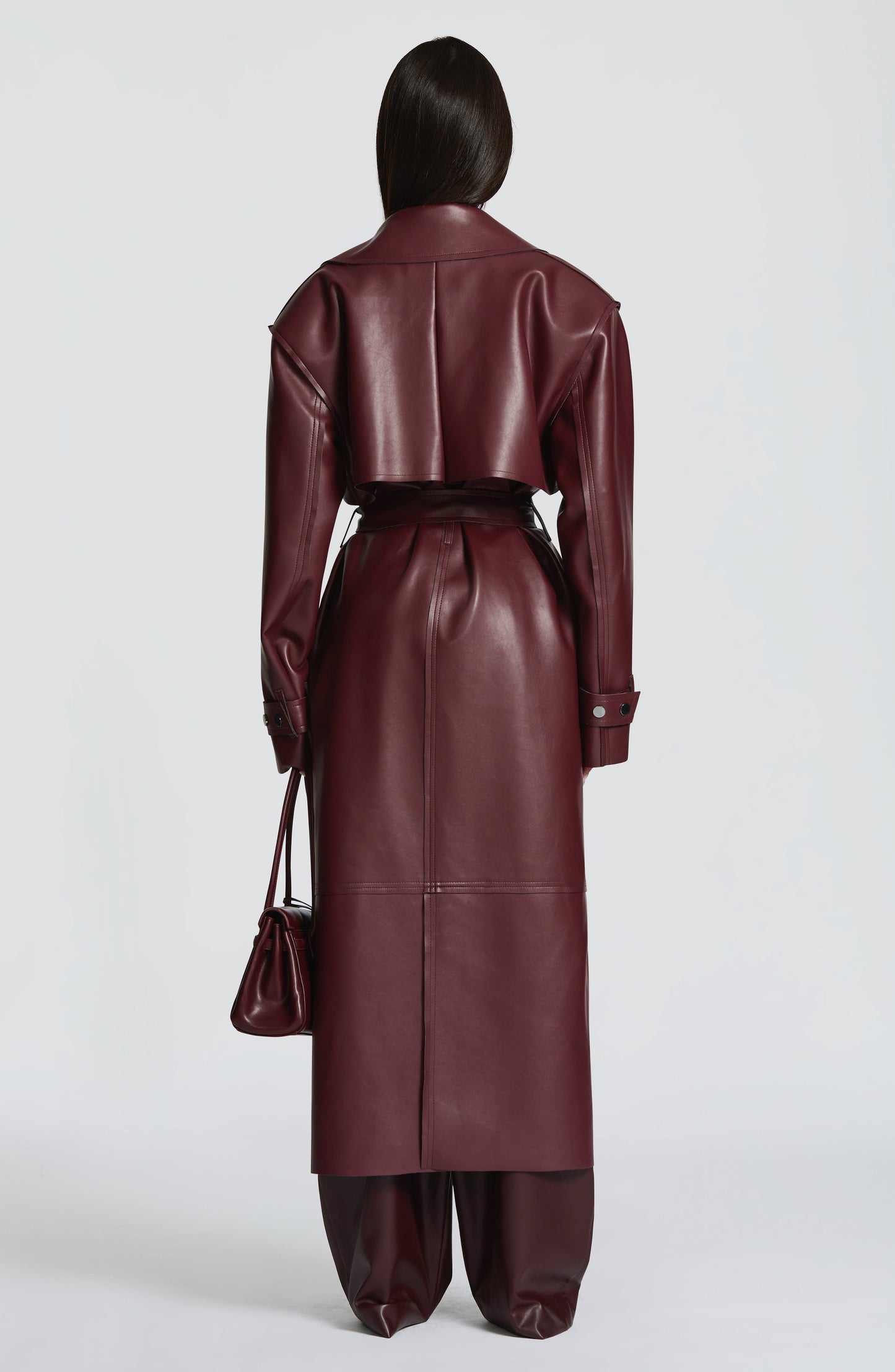 Elena™ - Gabardina de Piel Sintética en Tono Ciruela