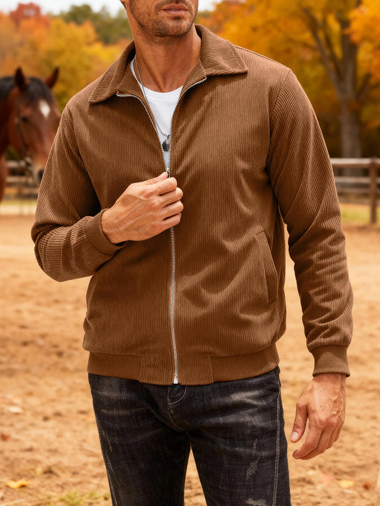 Chaqueta Bomber Informal de Pana con Cremallera