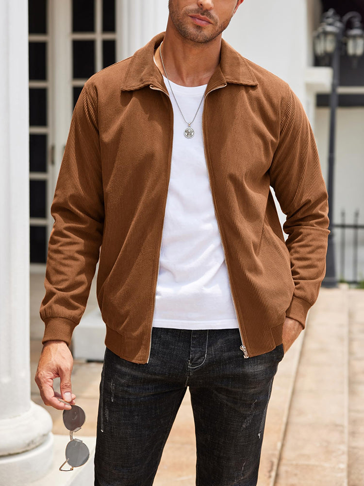 Chaqueta Bomber Informal de Pana con Cremallera