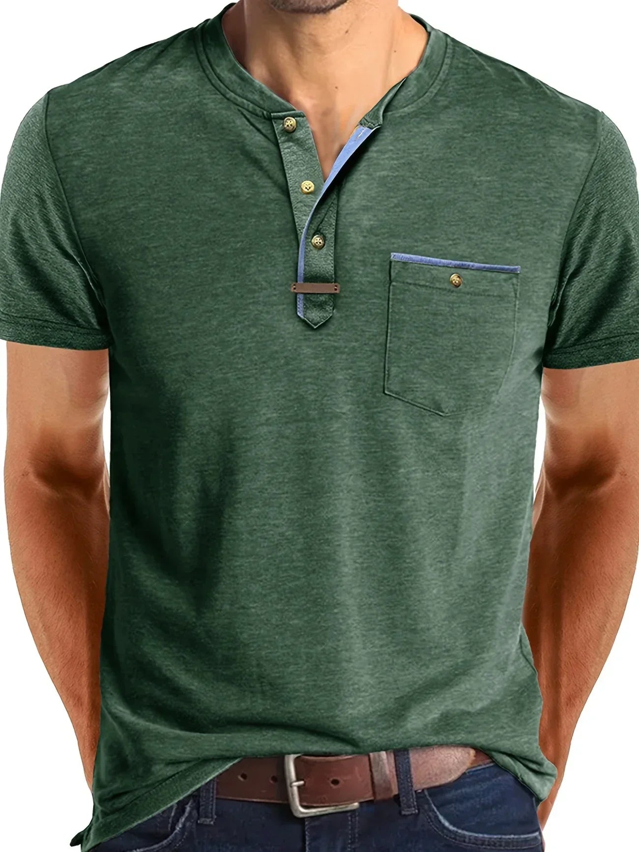 Varel | T-shirt elegante con scollo rotondo e tasca