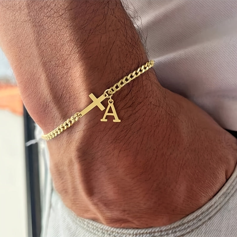 Inicial Cruz Pulsera | Oro