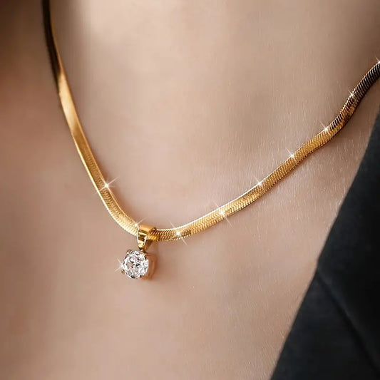 Elegante Rhinestone Colgante Collar | Oro