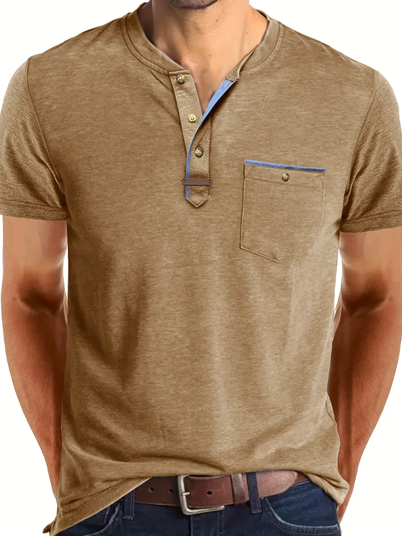 Varel | T-shirt elegante con scollo rotondo e tasca