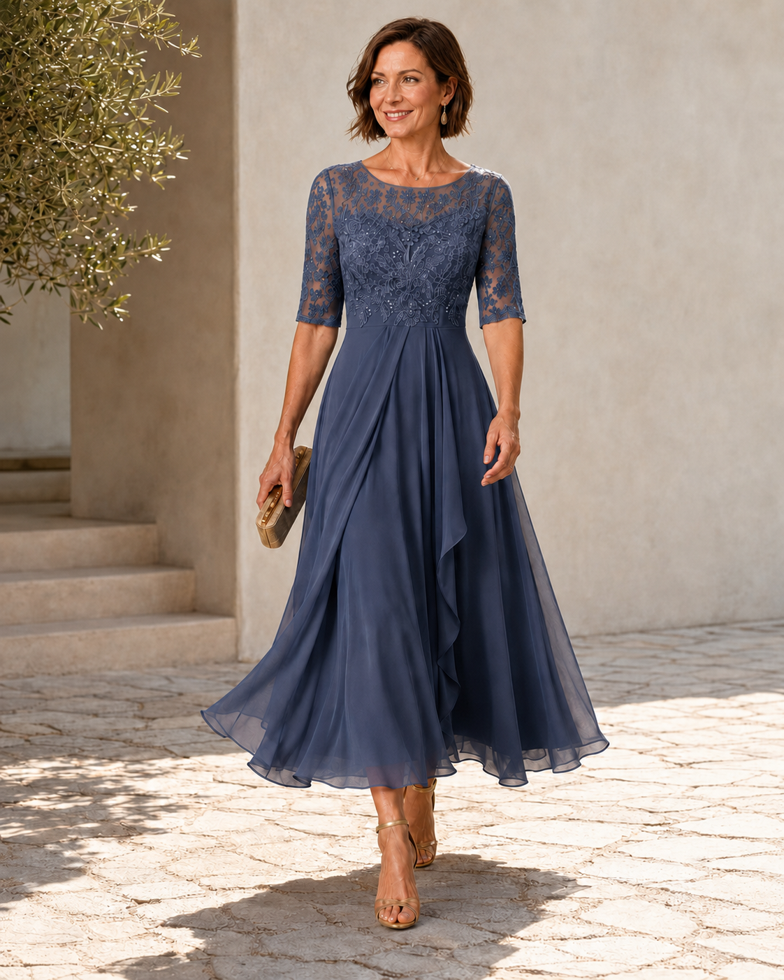 Rose – Vestido midi de encaje favorecedor