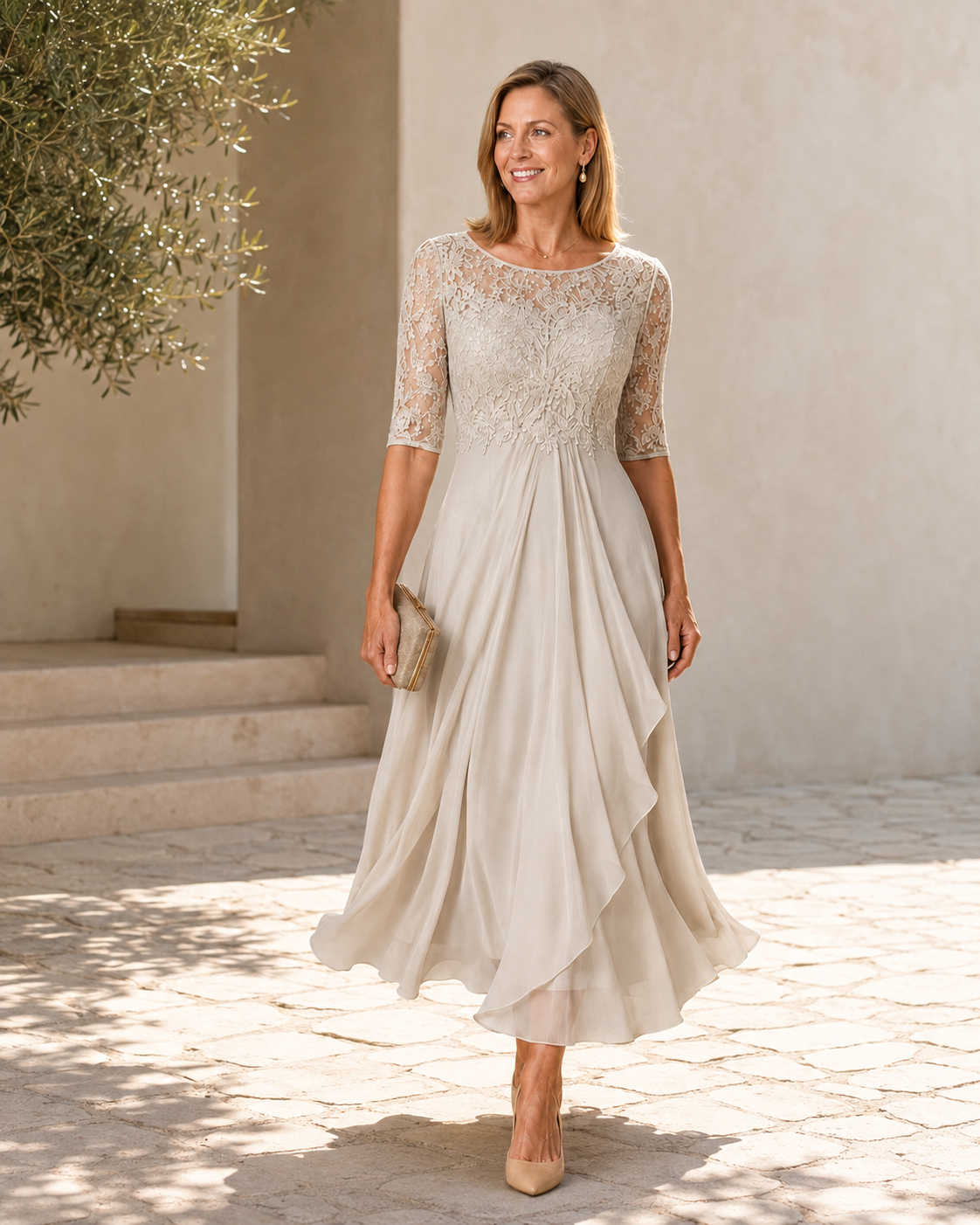 Rose – Vestido midi de encaje favorecedor