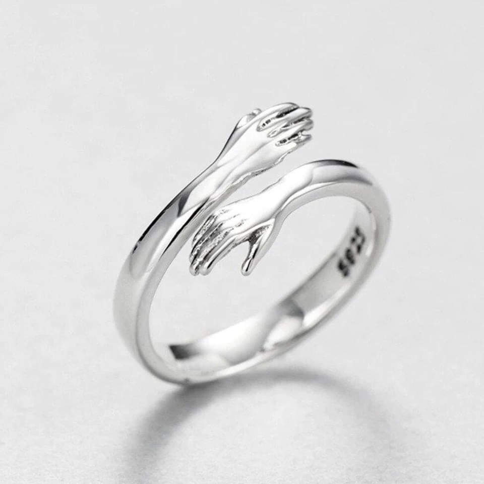 Anillo Plateado Ajustable Tipo Abrazo