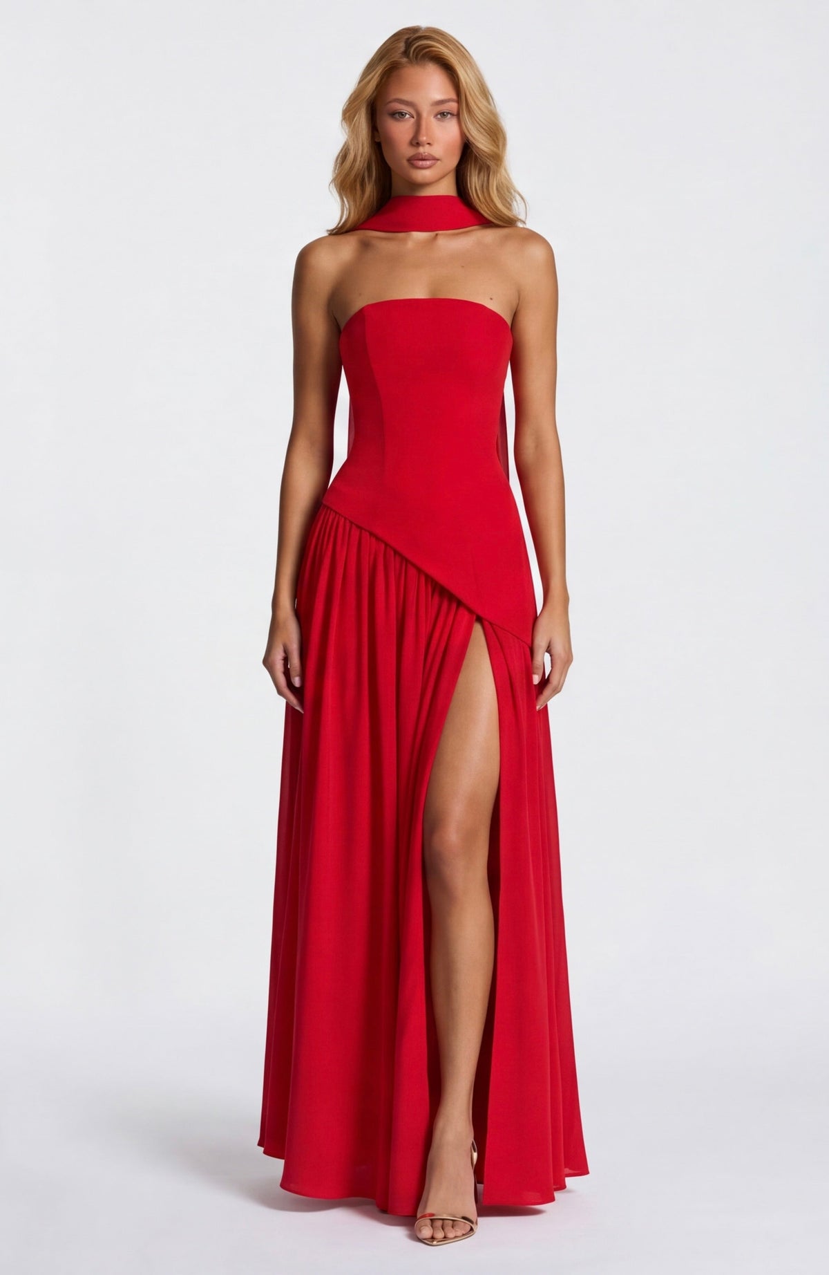 Aurelia™ - Vestido Largo Strapless con Drapeado