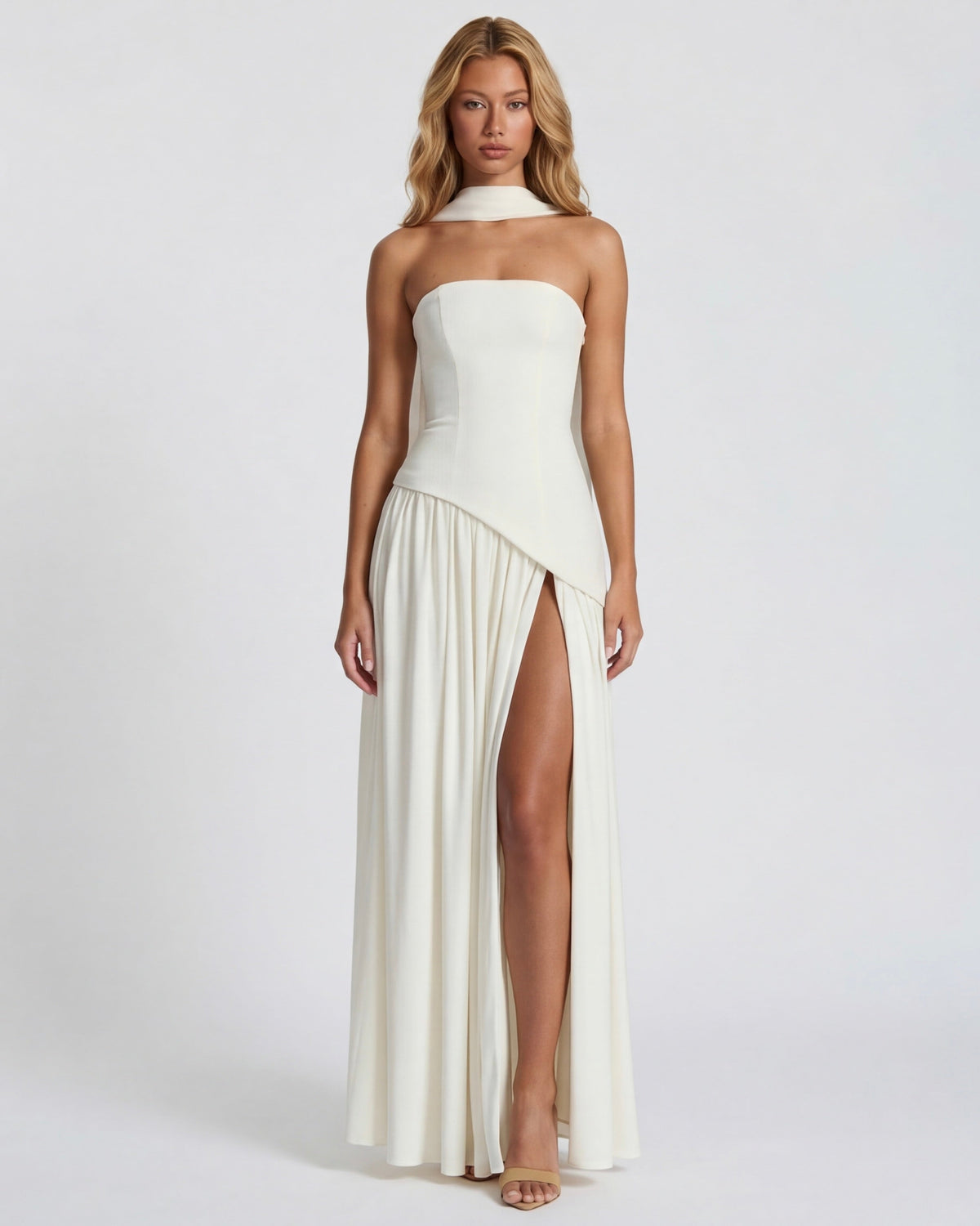 Aurelia™ - Vestido Largo Strapless con Drapeado