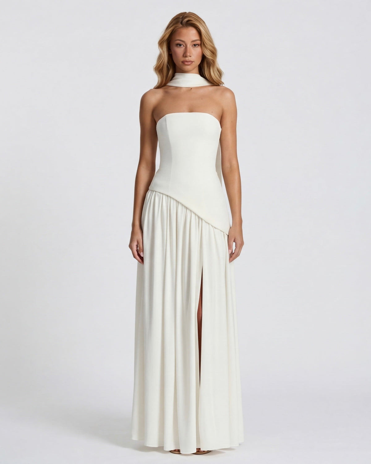 Aurelia™ - Vestido Largo Strapless con Drapeado