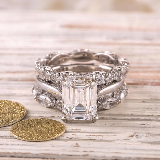 Anillo Plateado Vintage de Capas Brillantes