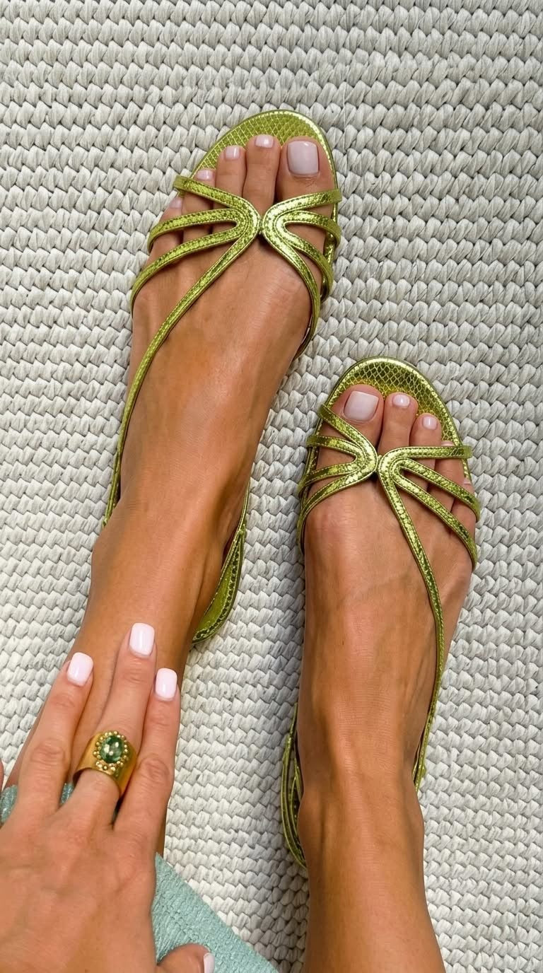 Sandalias con tiras y acabado metálico brillante