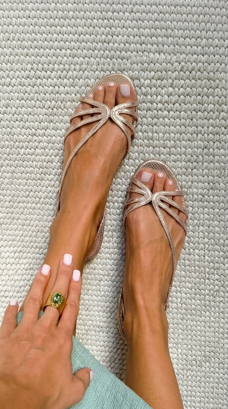 Sandalias con tiras y acabado metálico brillante
