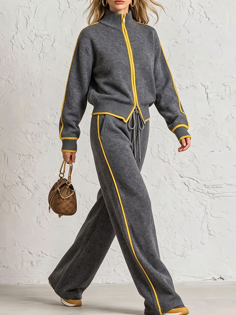 Conjunto de punto de dos piezas con detalles en contraste