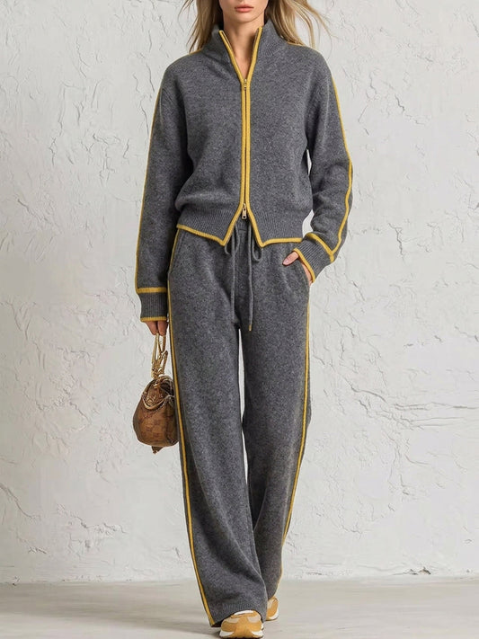 Conjunto de punto de dos piezas con detalles en contraste