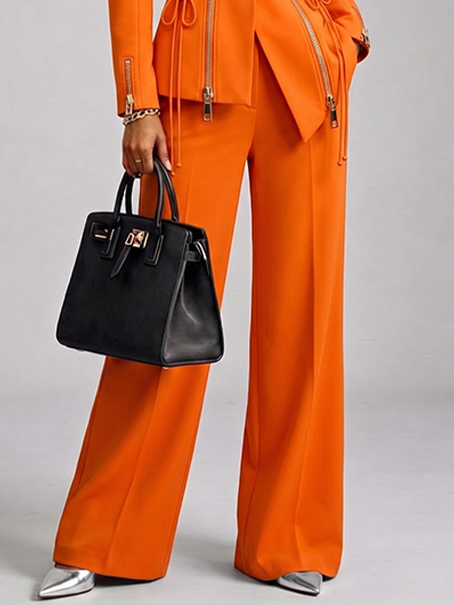 Pantalón naranja elegante de corte definido