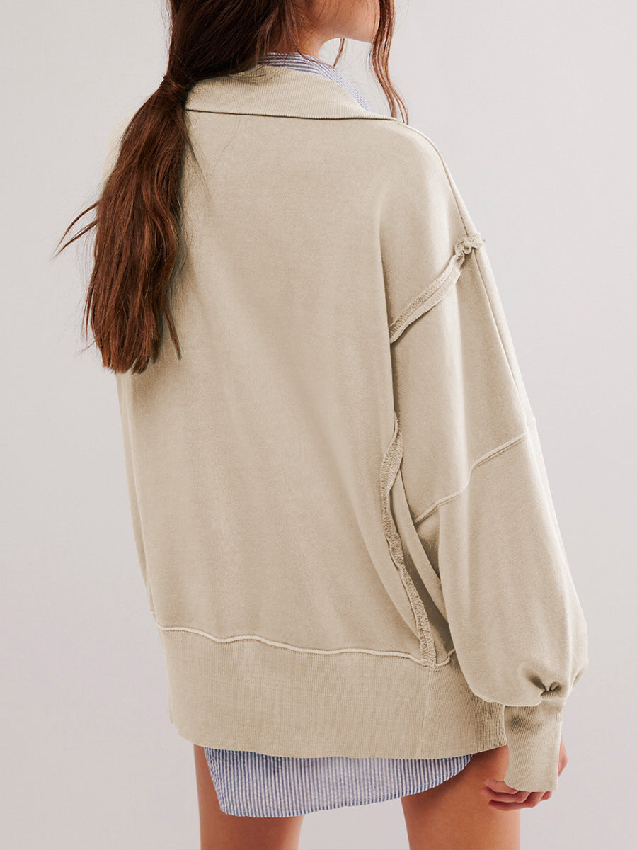 Sudadera oversize de algodón con cuello redondo y costuras visibles