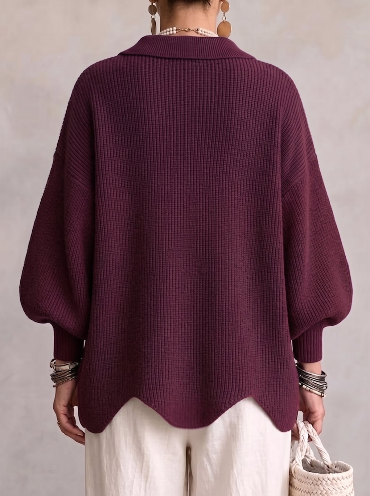 Cárdigan de punto oversize con cuello y grandes botones metálicos