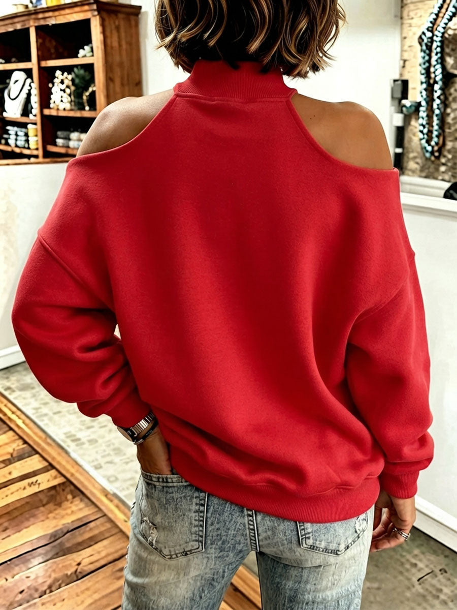 Sudadera oversize de cuello alto con detalle de lazo