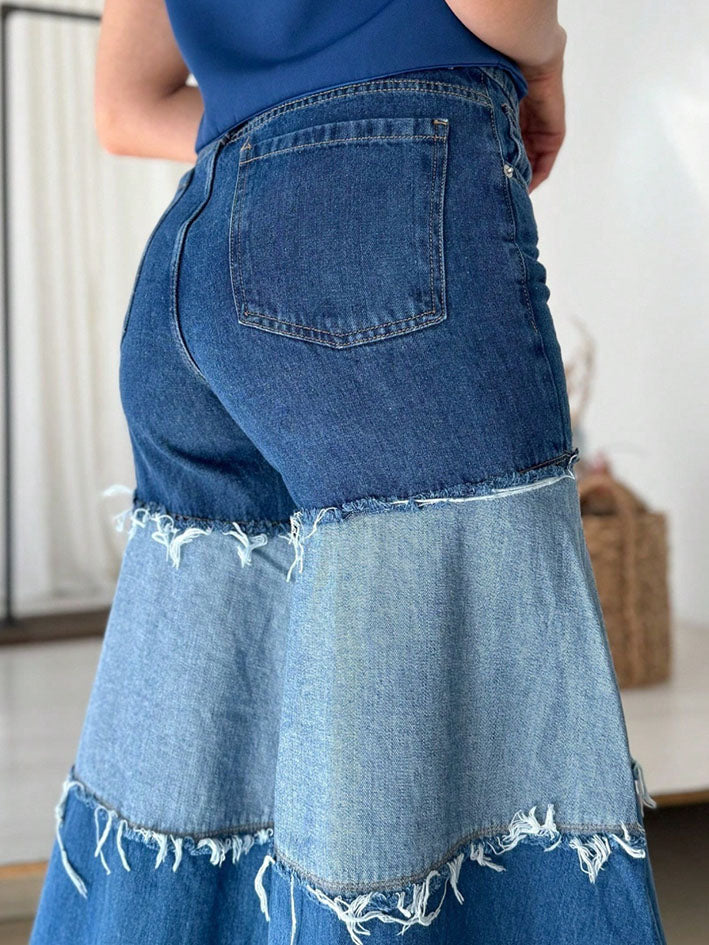 Vaqueros boho de pierna ancha con diseño patchwork