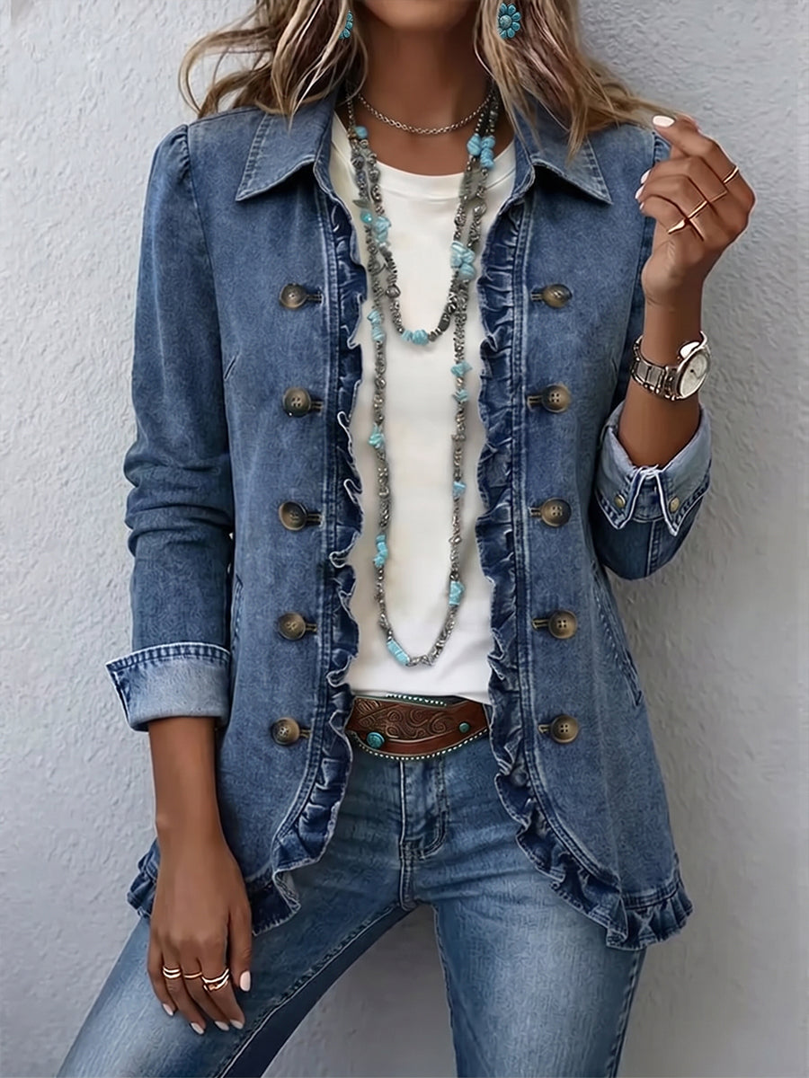 Elegante chaqueta vaquera con volantes