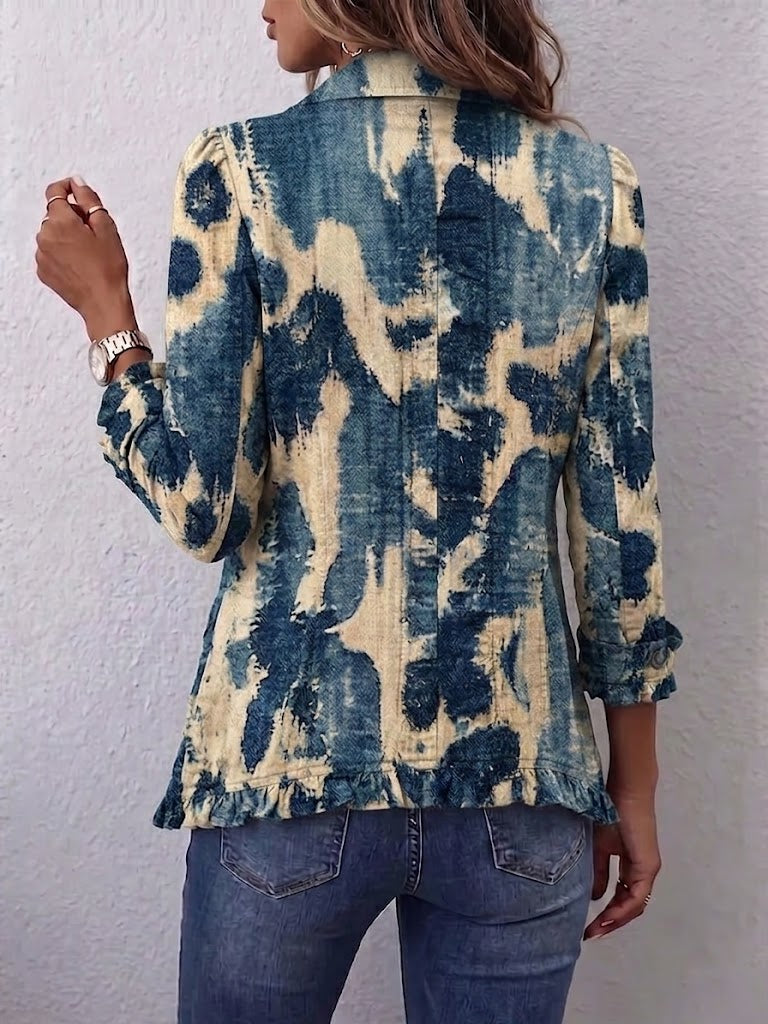 Chaqueta boho con volantes y efecto tie-dye desgastado