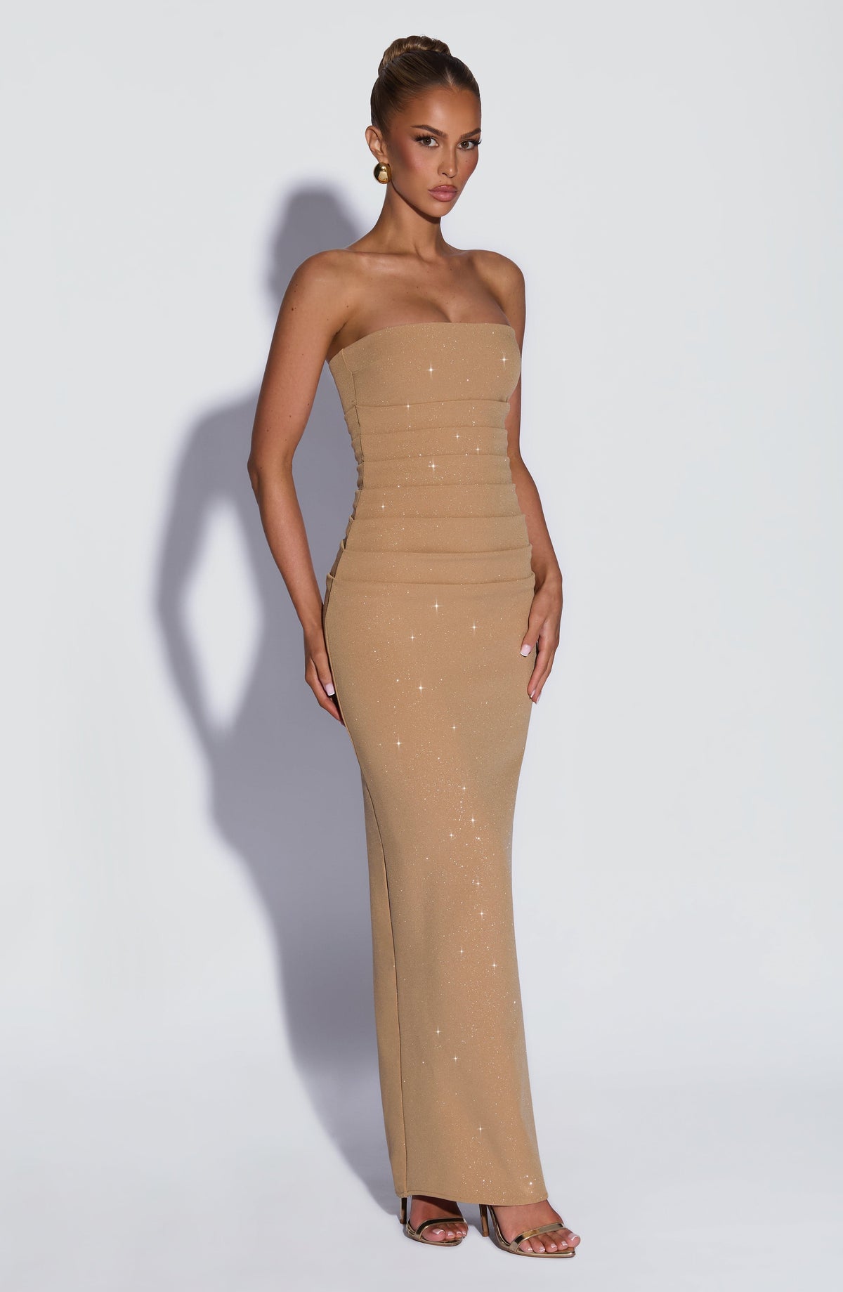 Isabella™ - Vestido de Gala en Crêpe Oro Luminoso