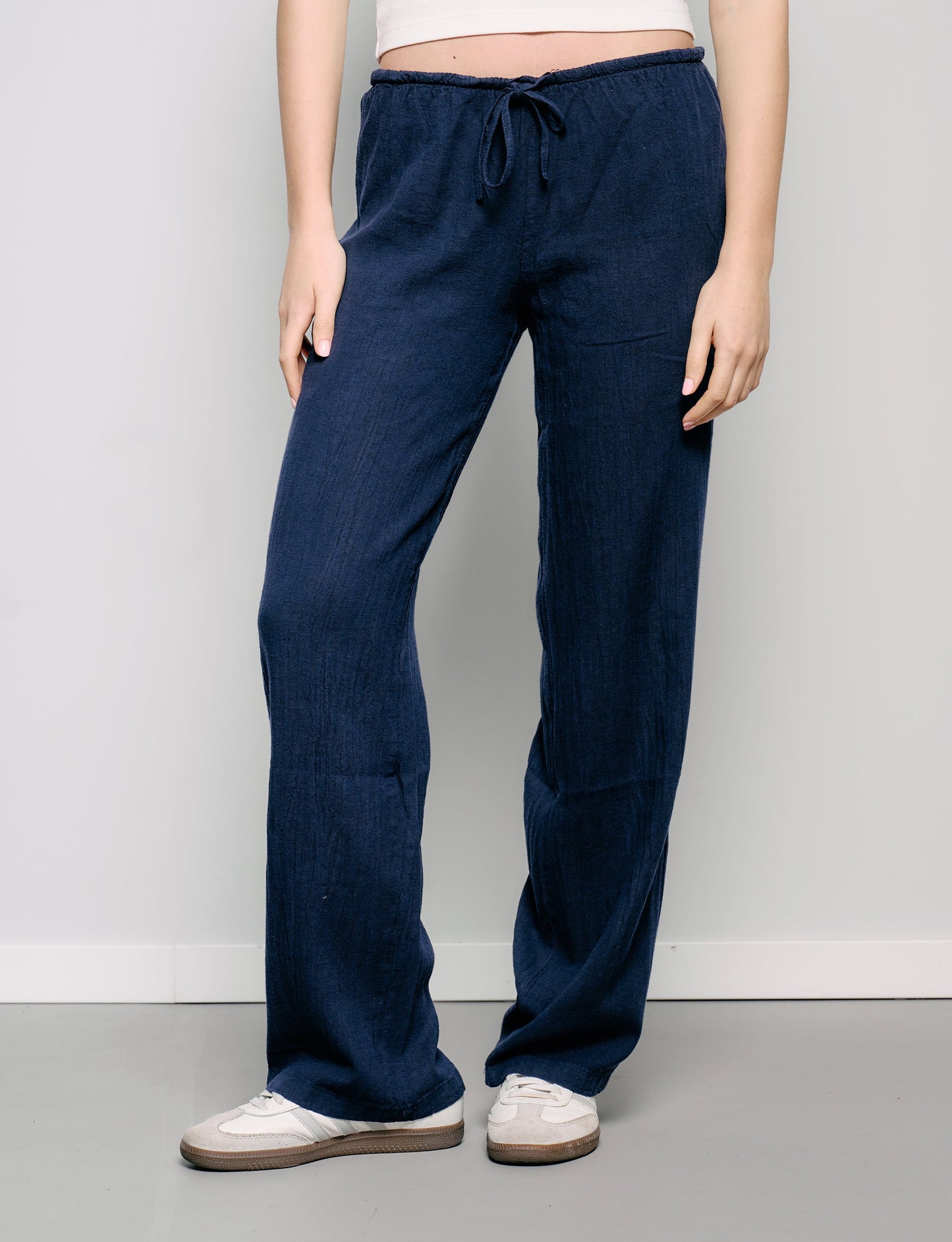 Pantalone in lino blu navy
