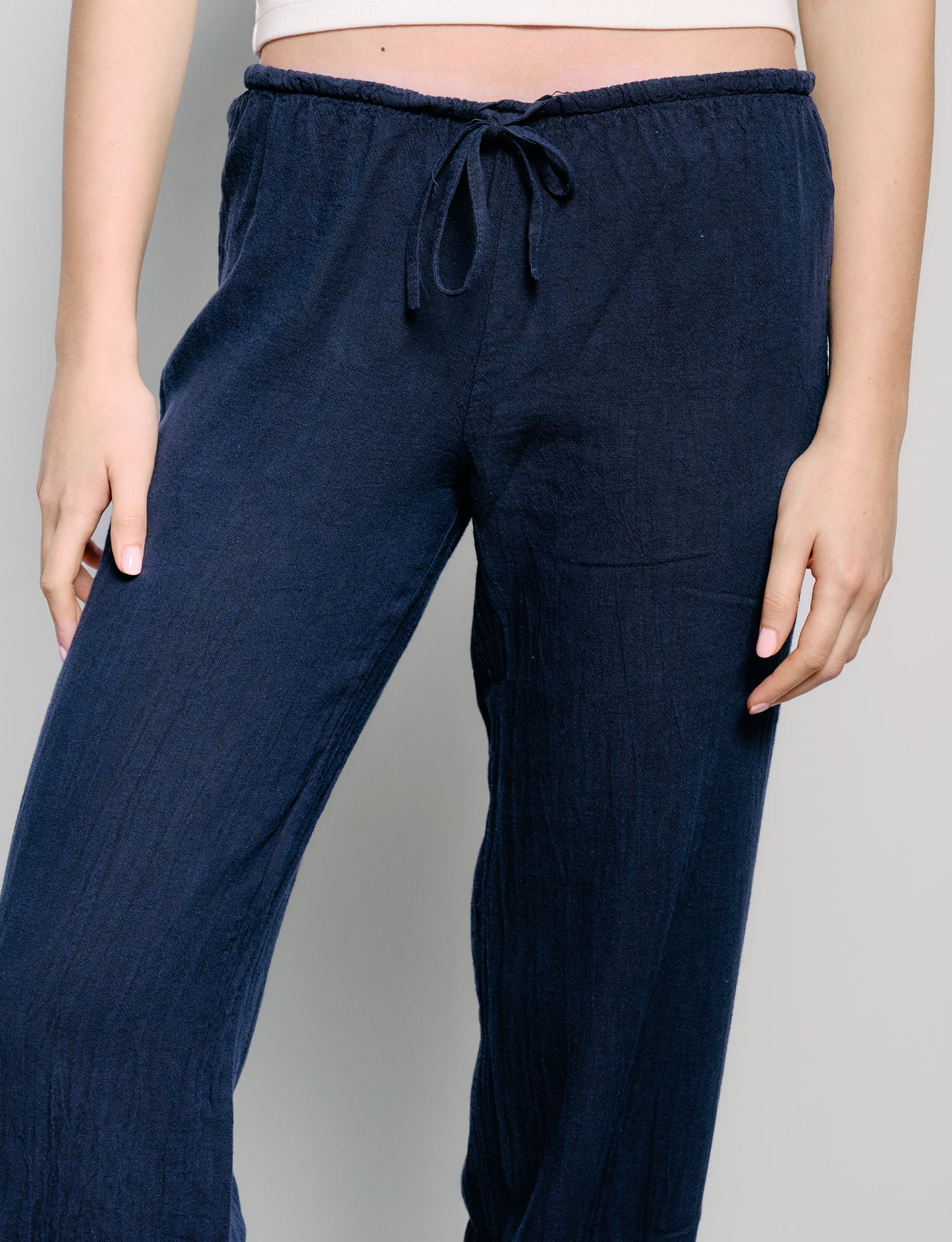 Pantalone in lino blu navy