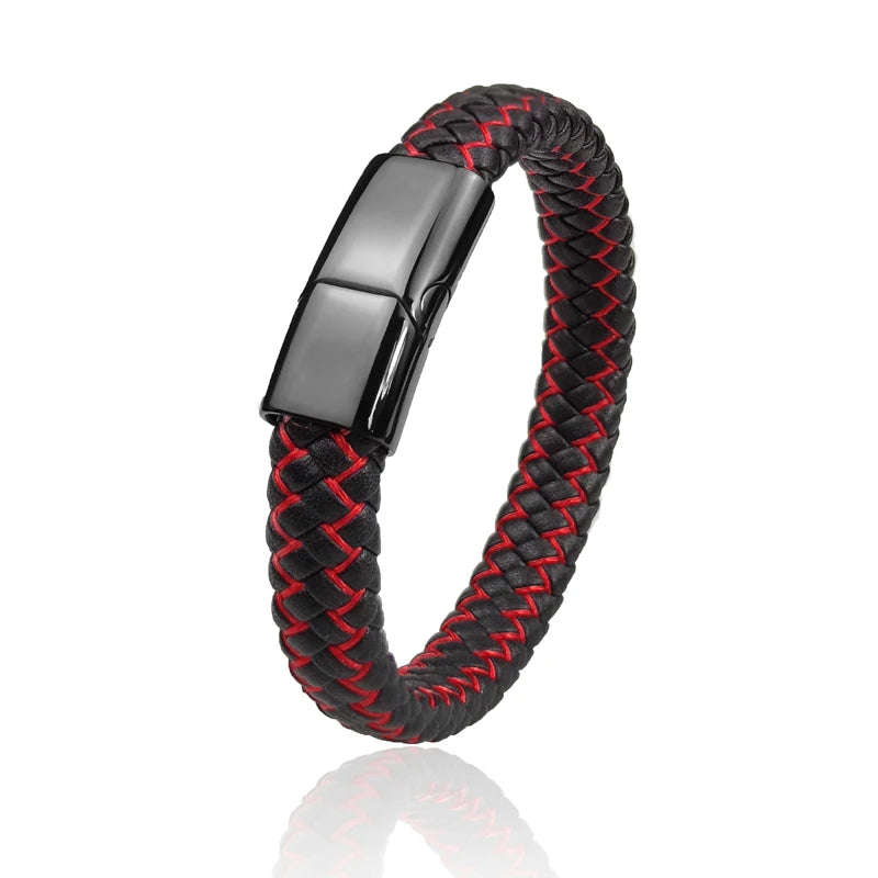 Pulsera trenzada de cuero para hombre