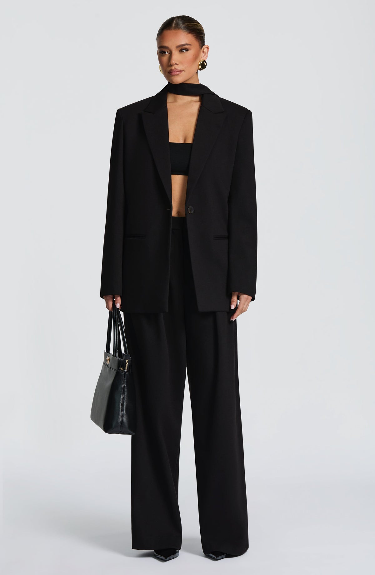 Victoria™ - Blazer Sastre Negra de Corte Boxy