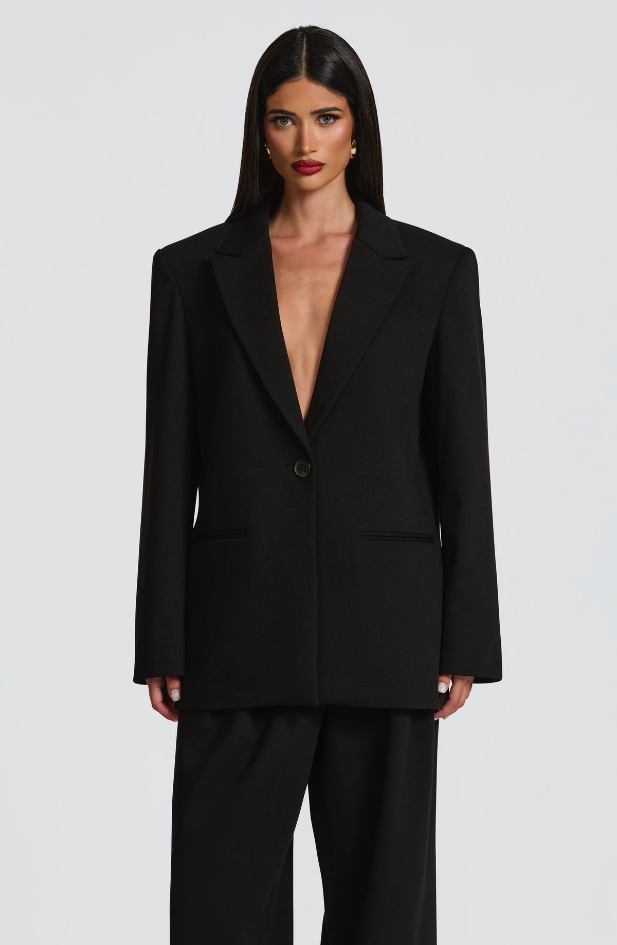 Victoria™ - Blazer Sastre Negra de Corte Boxy