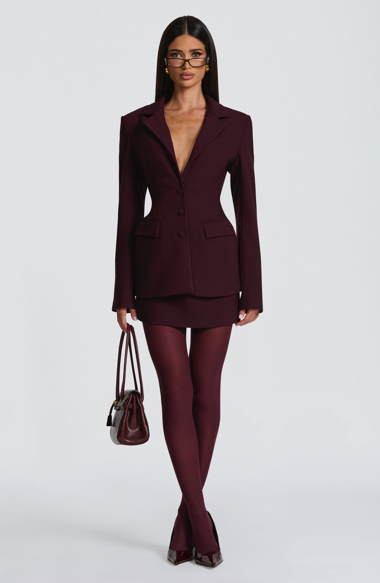 Claudia™ - Blazer Sastre en Tono Ciruela