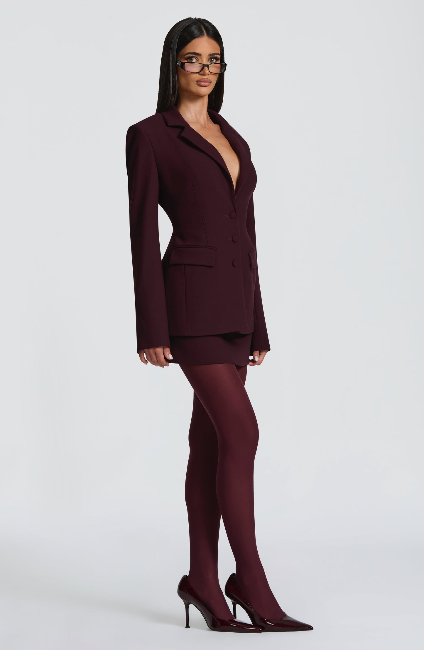 Claudia™ - Blazer Sastre en Tono Ciruela