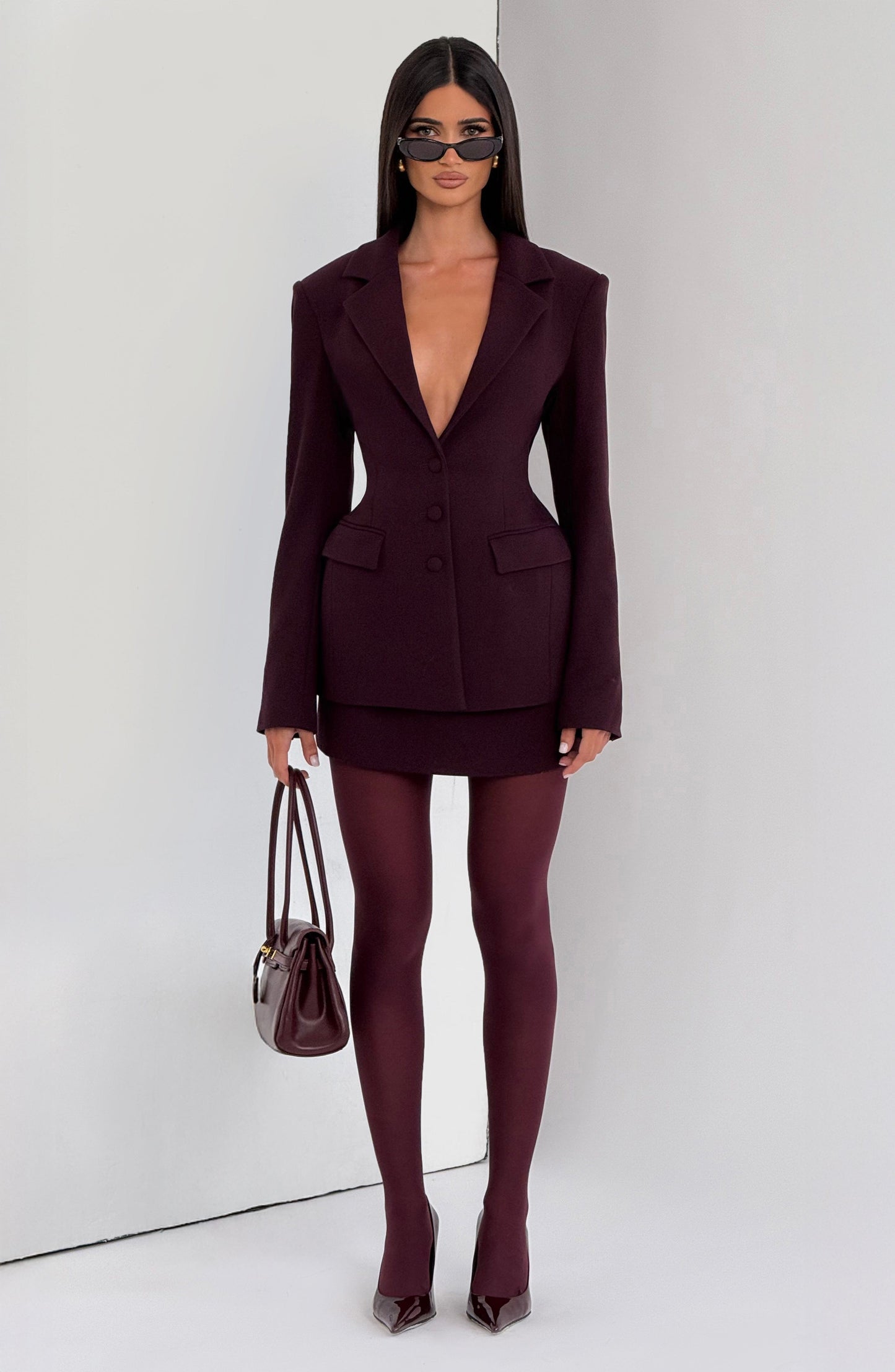 Claudia™ - Blazer Sastre en Tono Ciruela