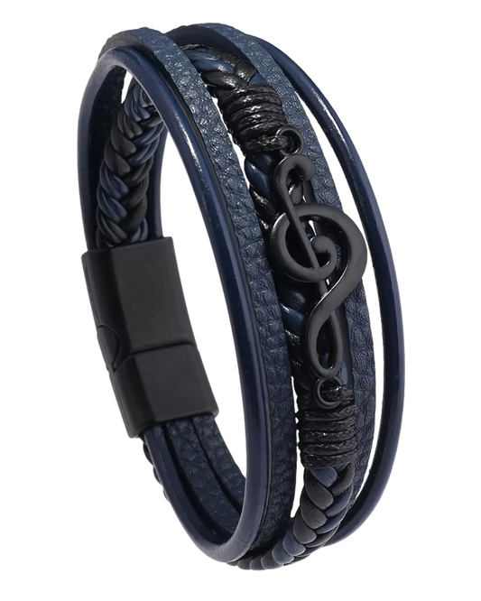 Pulsera de cuero para hombre con símbolo musical