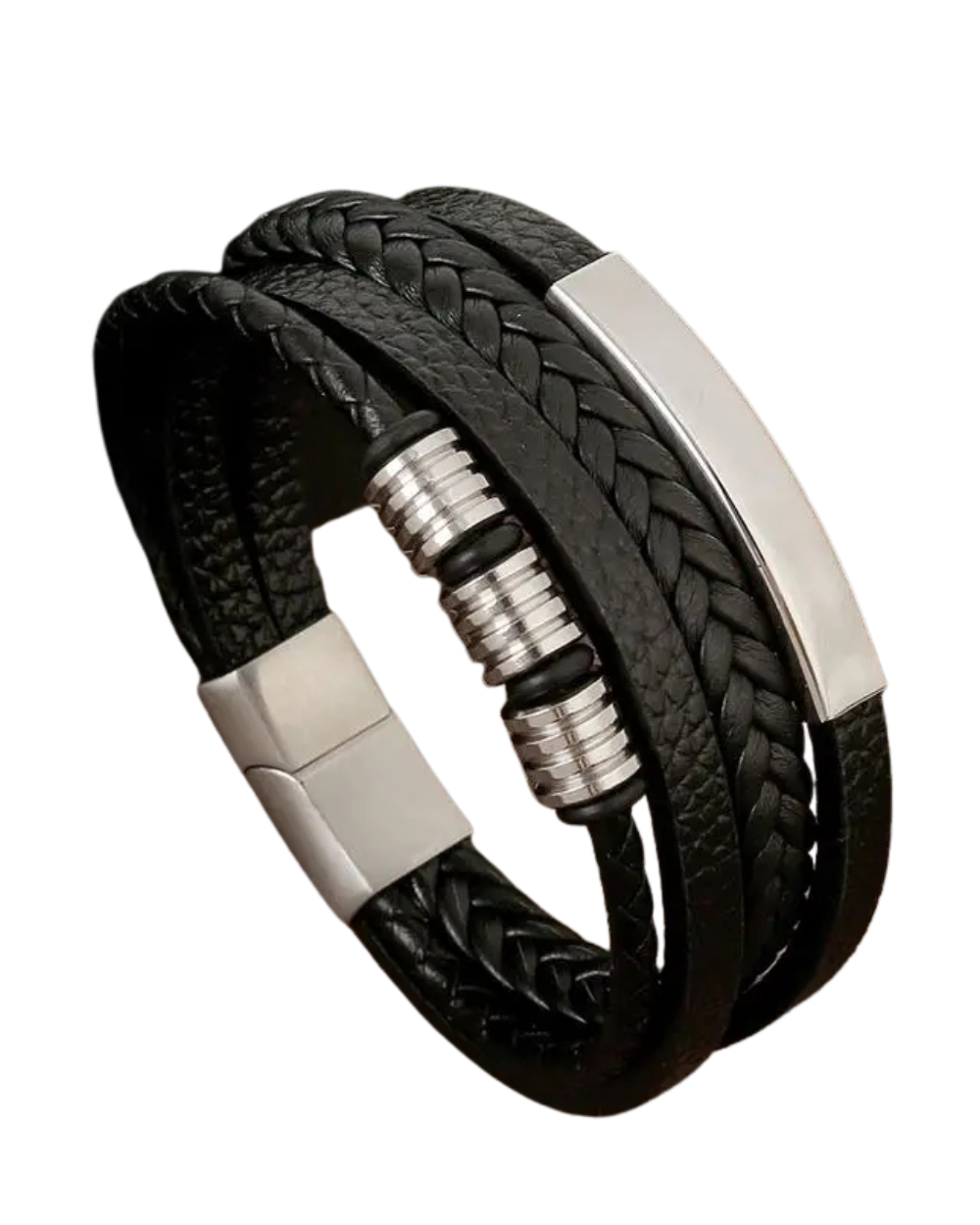 Pulsera elegante de cuero trenzado para hombre