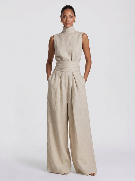 Ariadna™ - Conjunto de Gala en Palazzo y Cuello Alto Premium