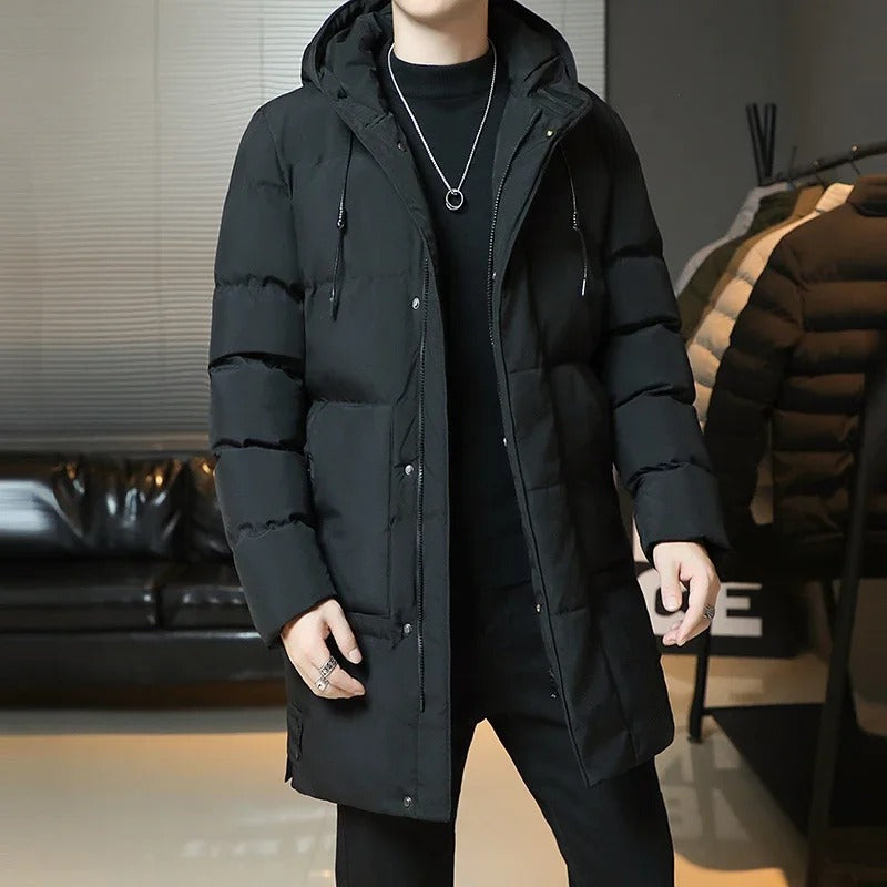Elegante chaqueta larga de invierno