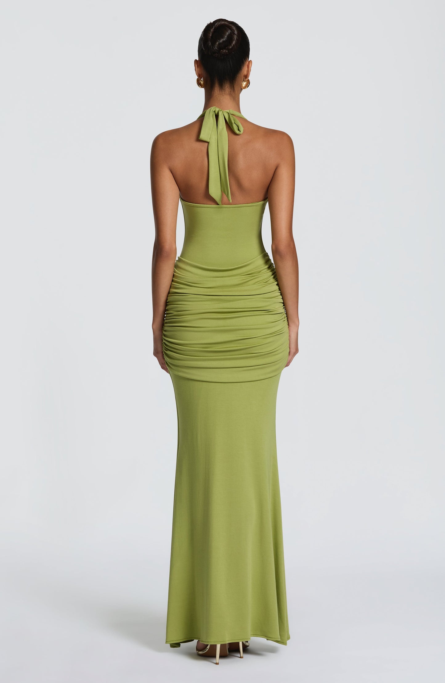 Constanza™ - Vestido de Gala Satinado en Verde Oliva