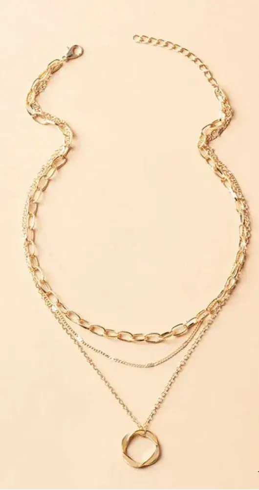 Collar Dorado Vintage de Cadena Superpuesta y Colgante